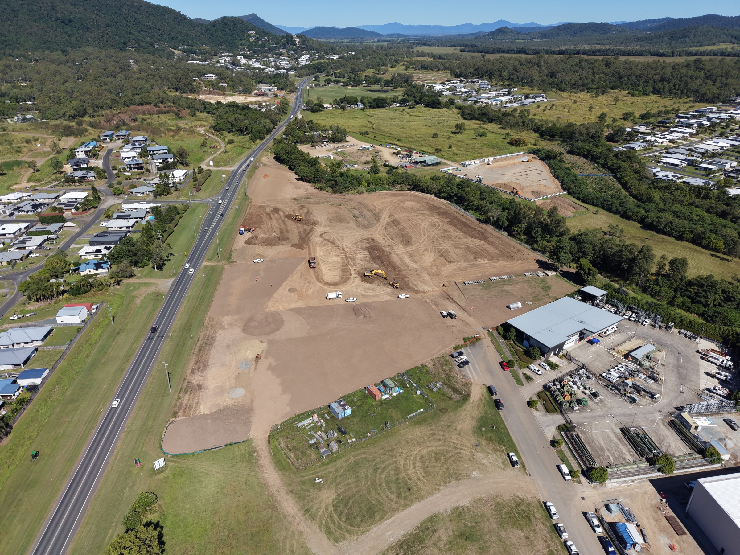Wide angled view showing the full extent of a construction project and surrounding area