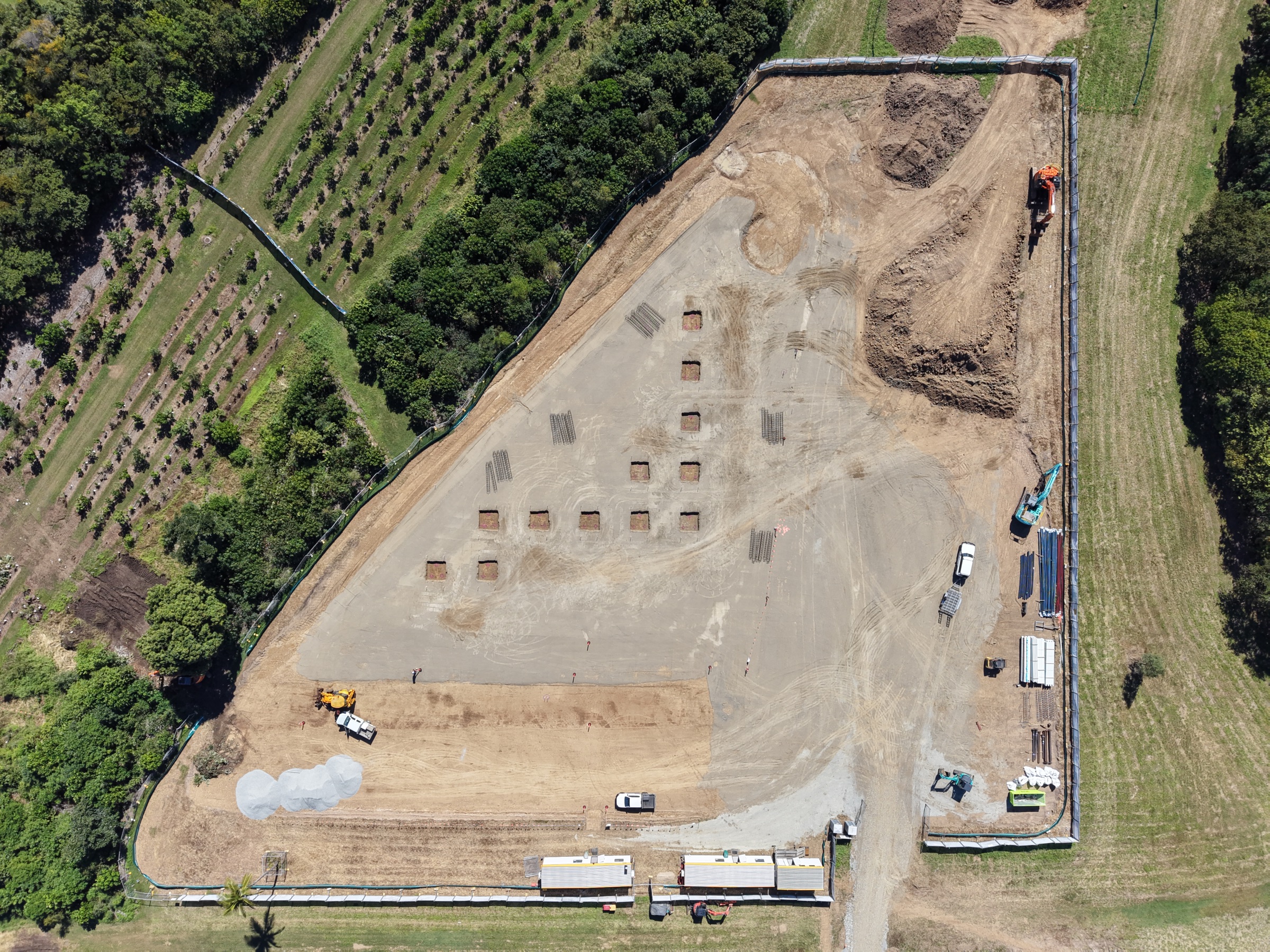 Direct-down view documenting the layout and progress of a construction site